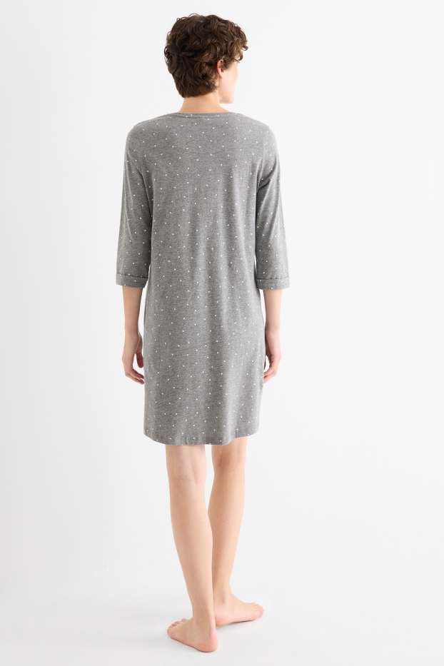 Dames - Nachthemd - met stippen - grijs-mix