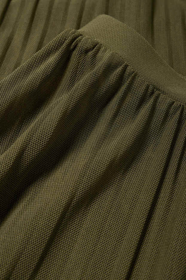 Dámské - Sukně ze síťovaného materiálu - khaki