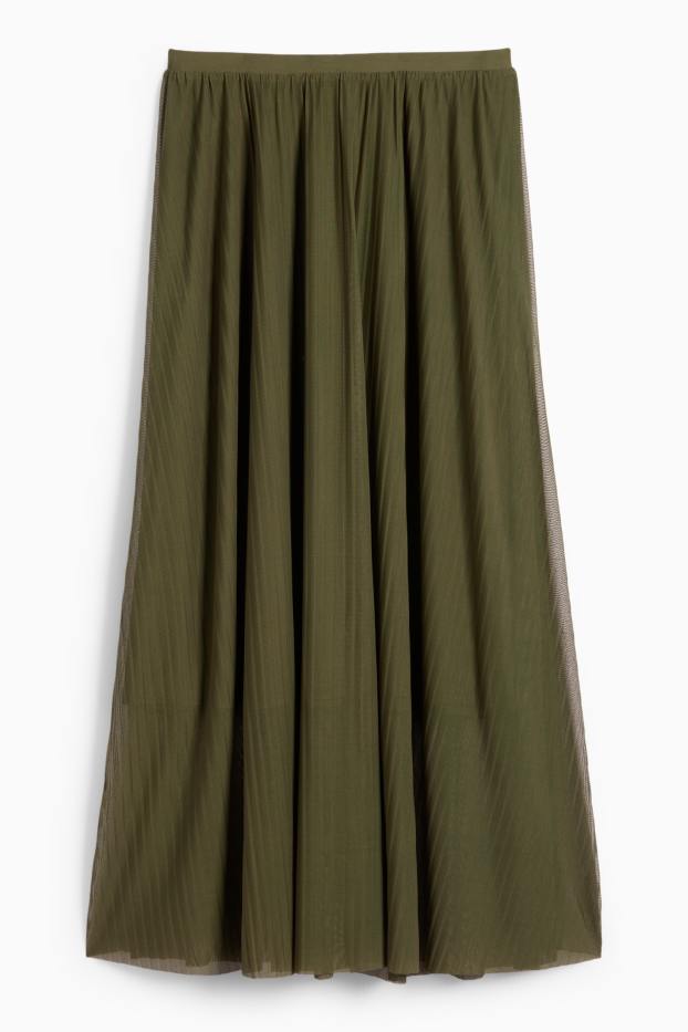 Dámské - Sukně ze síťovaného materiálu - khaki