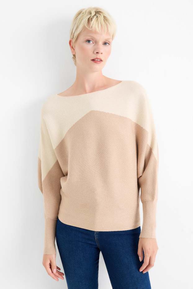 Mujer - Jersey - de canalé - beige claro