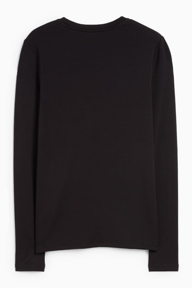 Damen - Langarmshirt - Slim Fit - schwarz