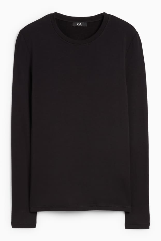 Damen - Langarmshirt - Slim Fit - schwarz