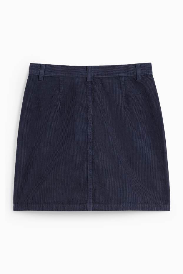 Women - Corduroy miniskirt - dark blue