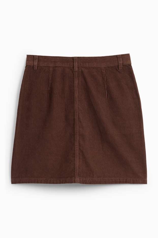 Women - Corduroy miniskirt - dark brown