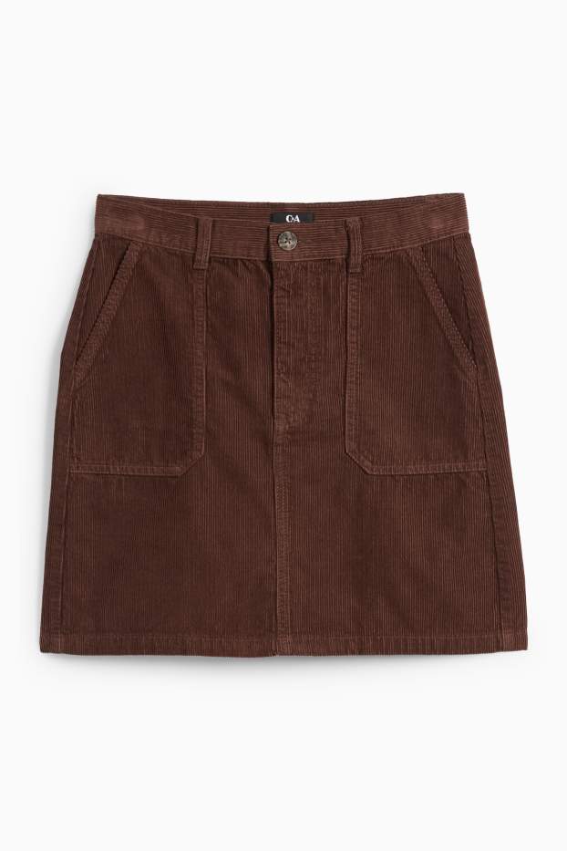Women - Corduroy miniskirt - dark brown