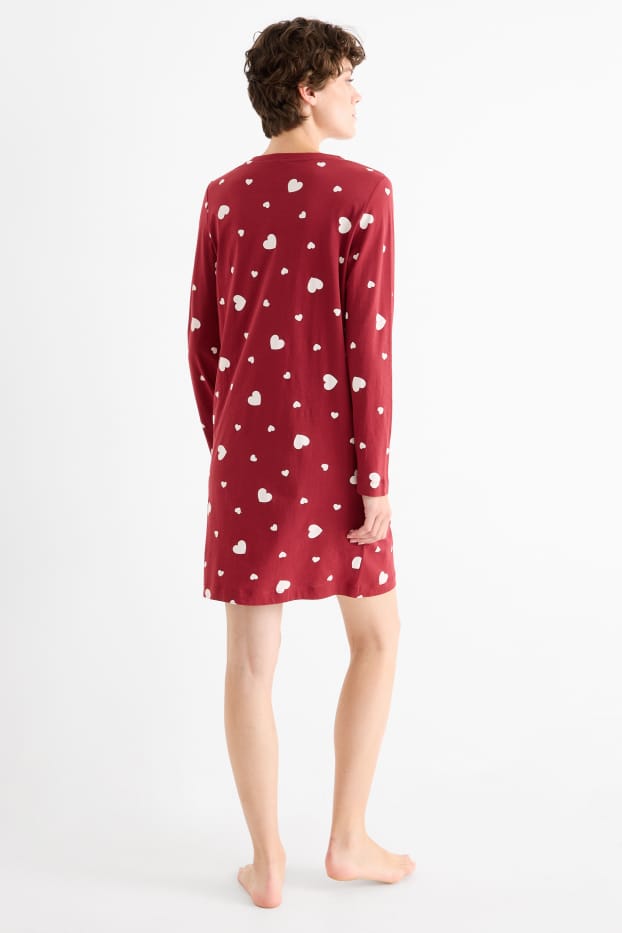 Dames - Nachthemd - met patroon - rood