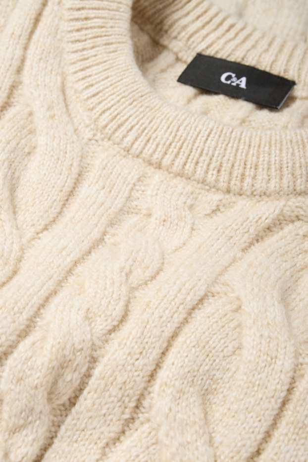 Men - Jumper - cable knit pattern - light beige