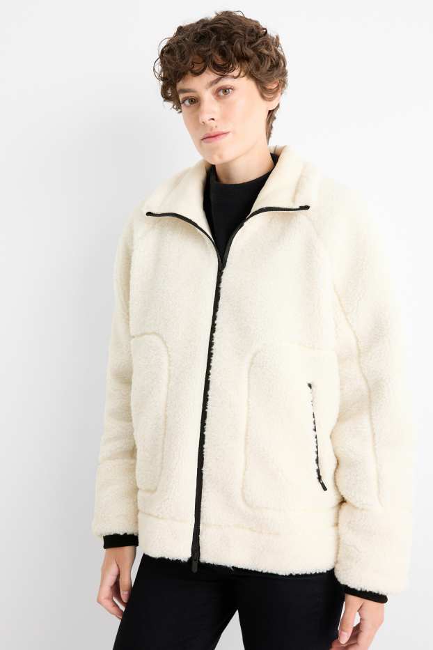 Damen - Teddy-Jacke - cremeweiß