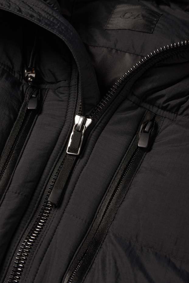 Herren - Steppjacke mit Kapuze - schwarz