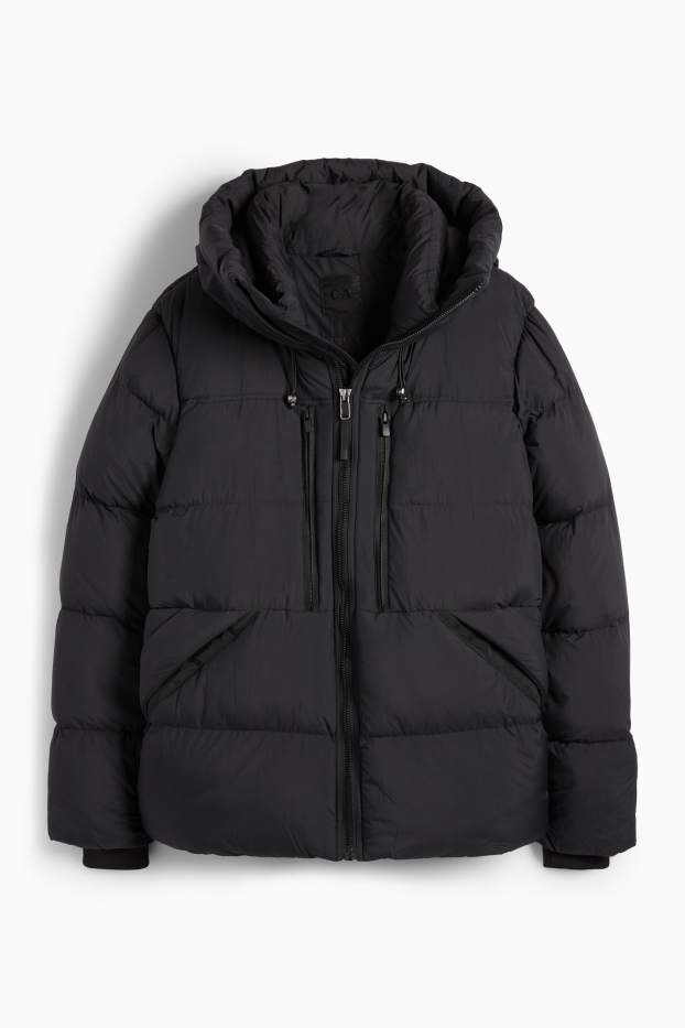 Herren - Steppjacke mit Kapuze - schwarz