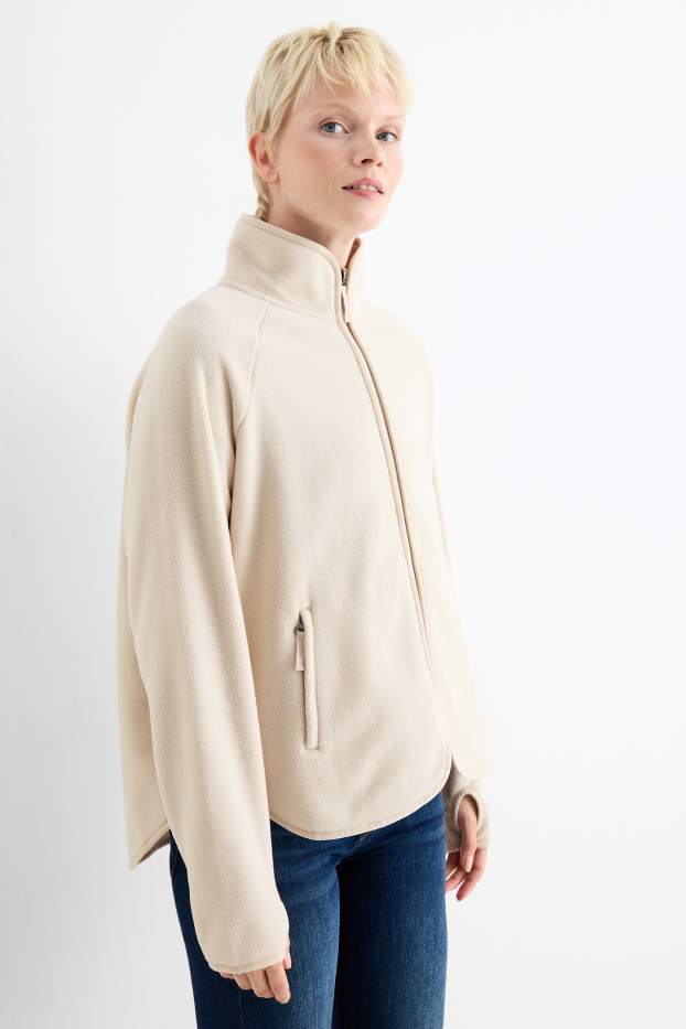 Damen - Fleece-Sweatjacke - hellbeige
