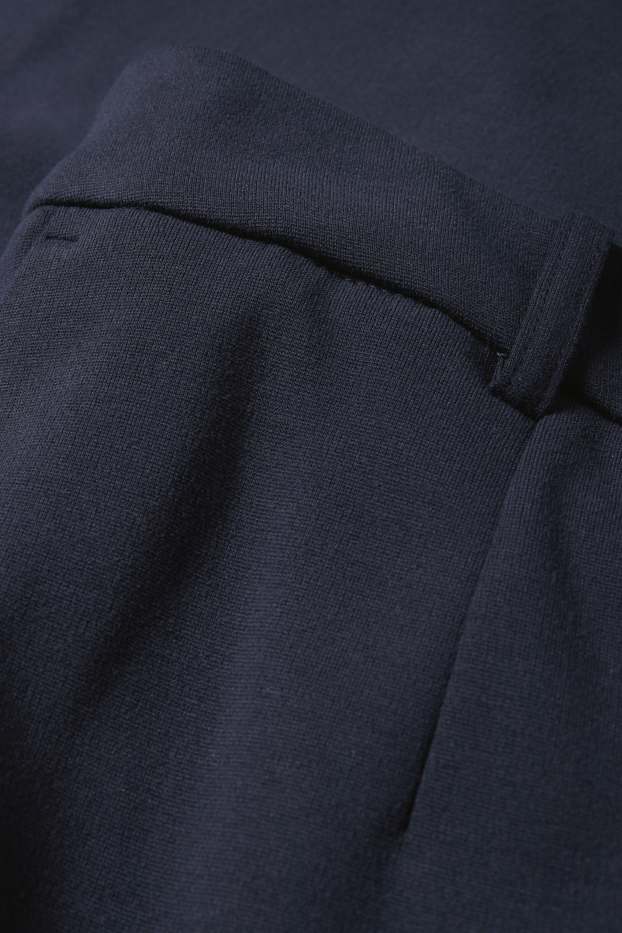 Dámské - Plátěné kalhoty - high waist - tapered fit - tmavomodrá
