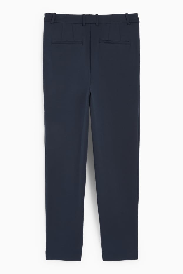 Dámské - Plátěné kalhoty - high waist - tapered fit - tmavomodrá