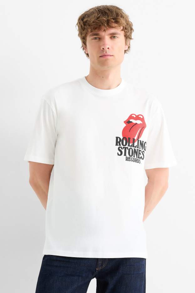 Pánské - Tričko - relaxed fit - Rolling Stones - bílá