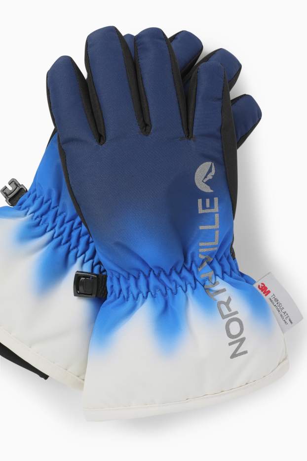 Kinderen: jongens - Skihandschoenen - waterdicht - met patroon - donkerblauw