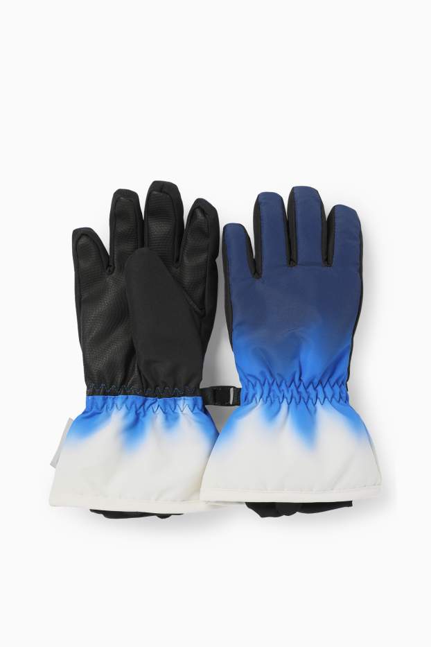 Kinderen: jongens - Skihandschoenen - waterdicht - met patroon - donkerblauw