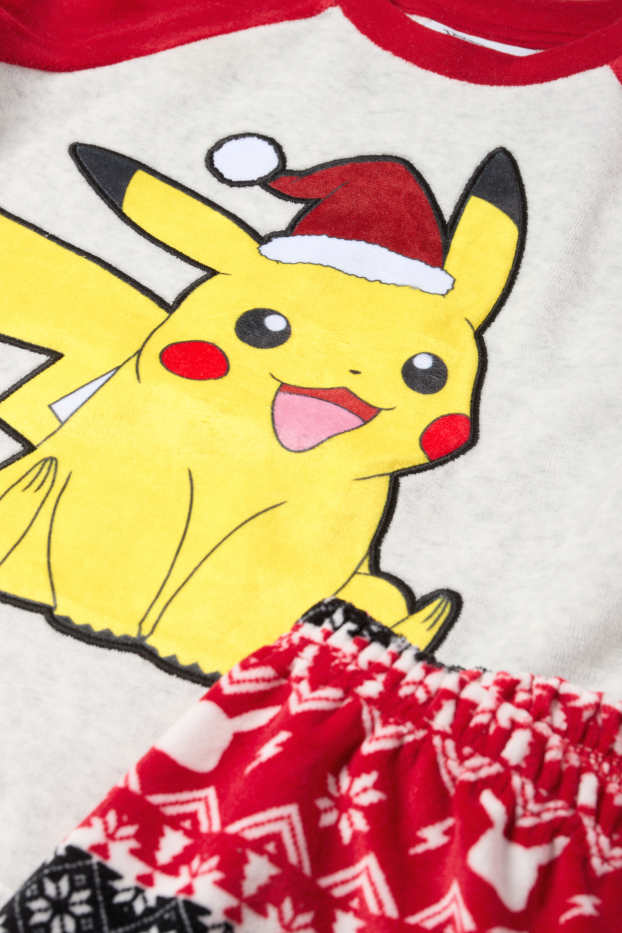 Enfants garçons - Pokémon - Pikachu - ensemble - pyjama de Noël et masque de sommeil - rouge