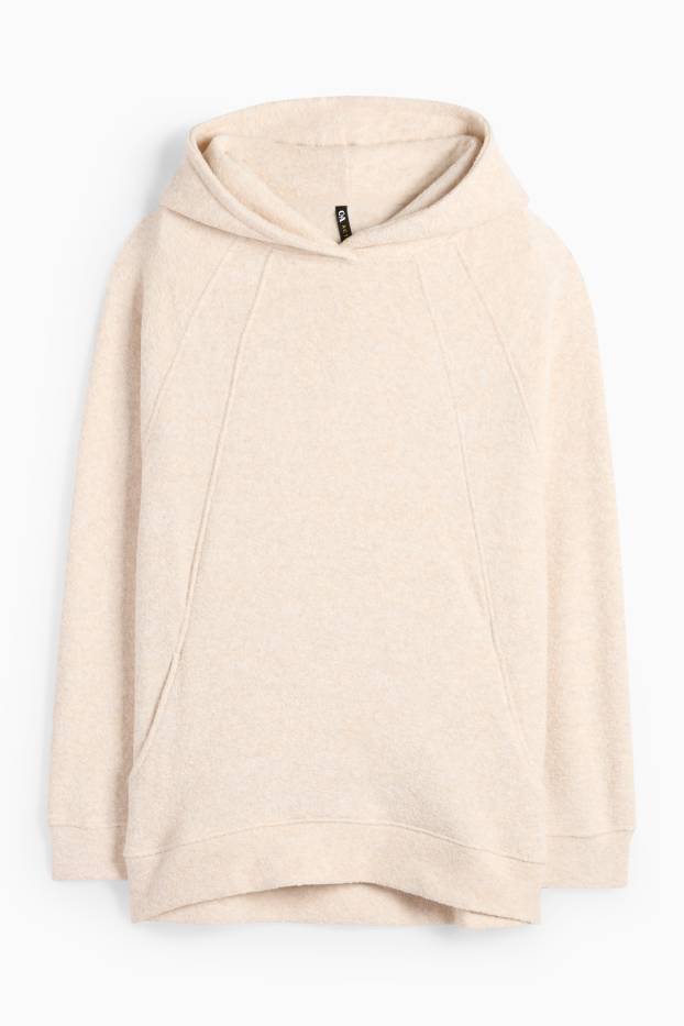 Dames - Capuchontrui van badstof - licht beige