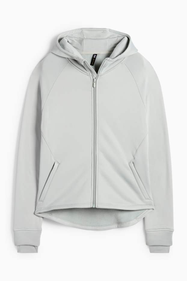 Damen - Sweatjacke mit Kapuze - hellgrau