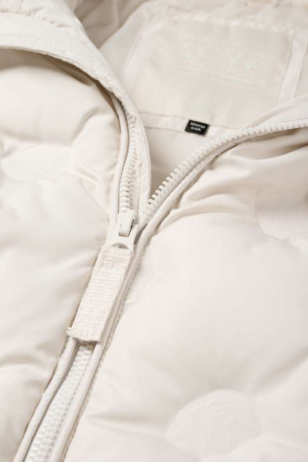 Kinder Mädchen - Steppjacke mit Kapuze - wasserabweisend - hellbeige