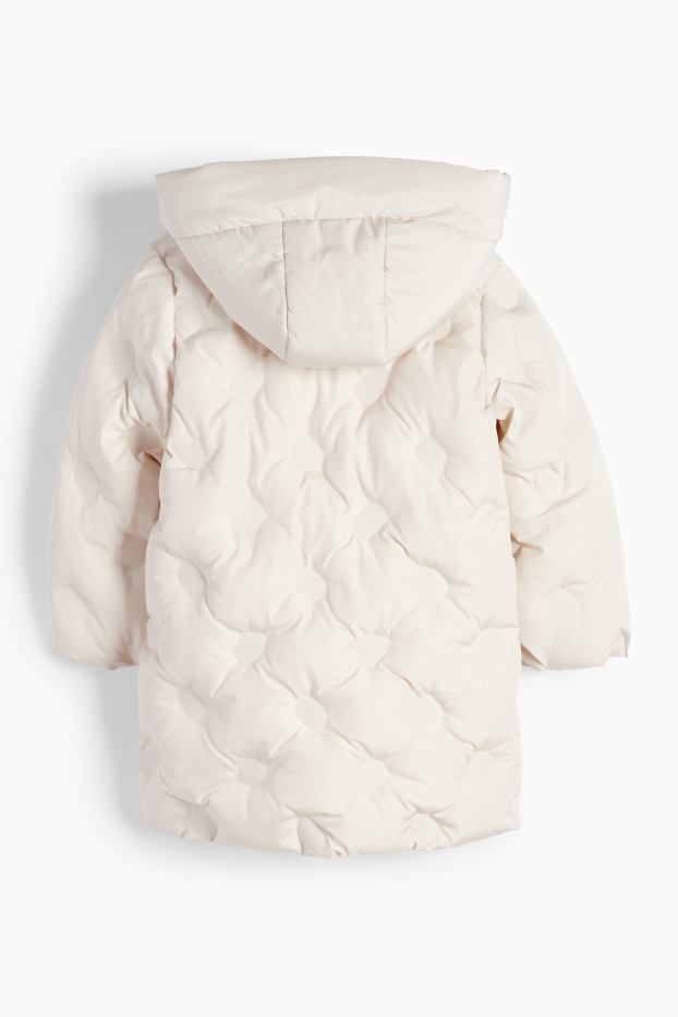 Kinder Mädchen - Steppjacke mit Kapuze - wasserabweisend - hellbeige