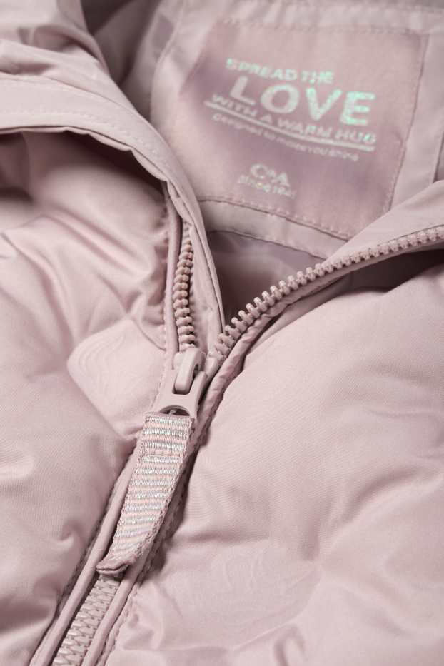 Kinder Mädchen - Steppjacke mit Kapuze - wasserabweisend - rosa