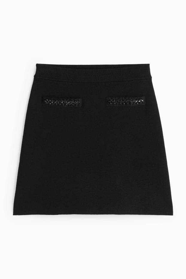 Women - Knitted skirt - black