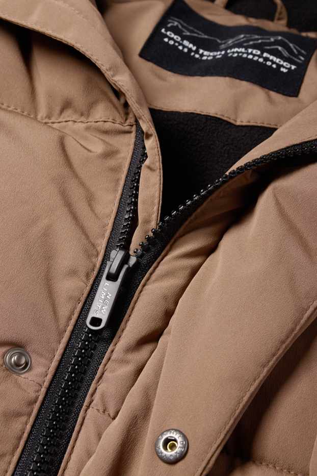 Children Boys - Quilted jacket with hood - water-repellent - brown