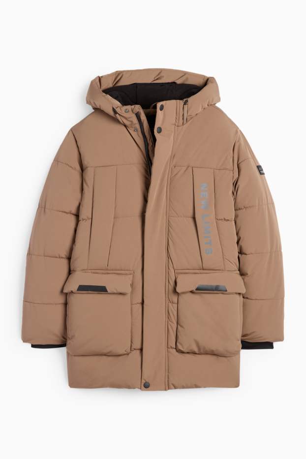 Children Boys - Quilted jacket with hood - water-repellent - brown