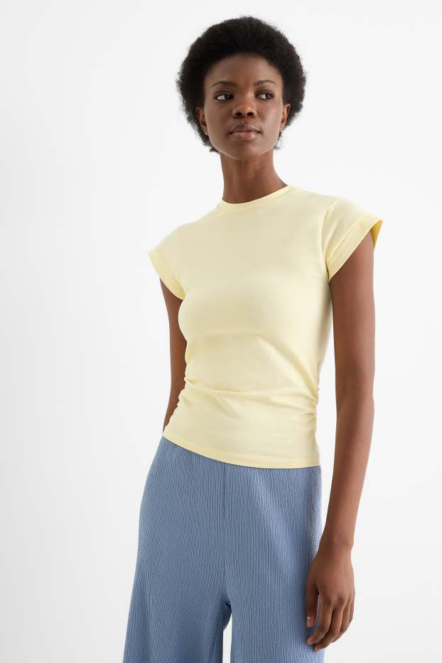 Femmes - T-shirt - slim fit - jaune clair