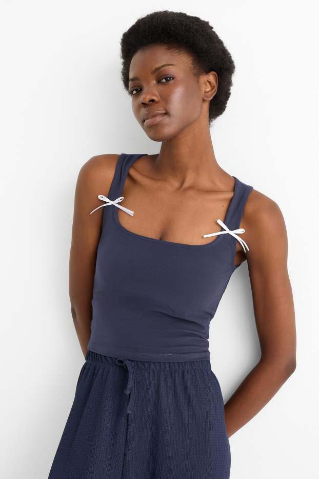 Damen - Crop Top - dunkelblau