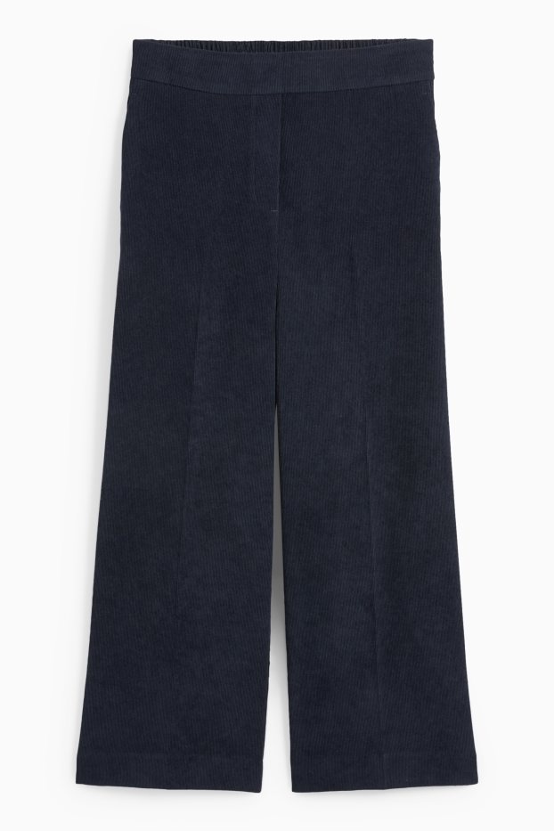Damen - Cordhose - Mid Waist - Wide Leg - dunkelblau