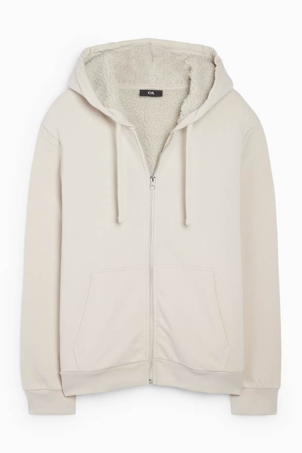 Men - Zip-through hoodie - light beige