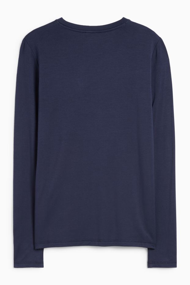 Women - Long sleeve top - slim fit - dark blue