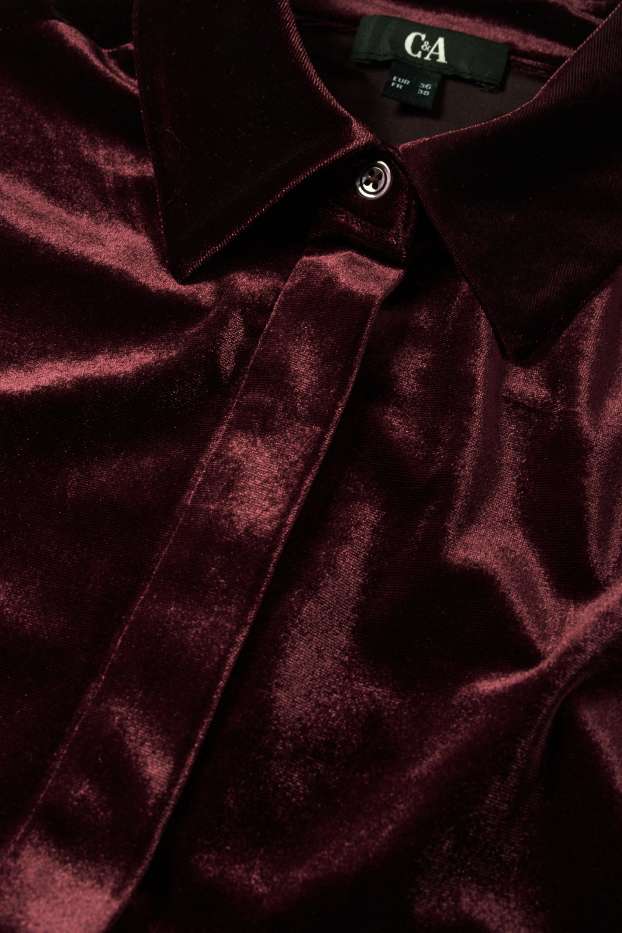 Dames - Satijnen blouse - bordeaux