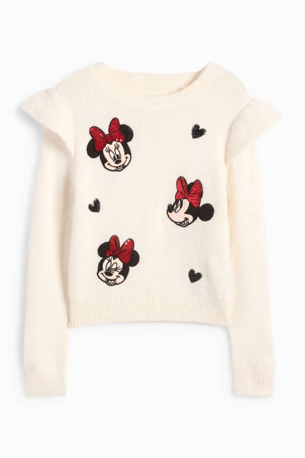 Kinderen: meisjes - Minnie Mouse - trui - crème wit