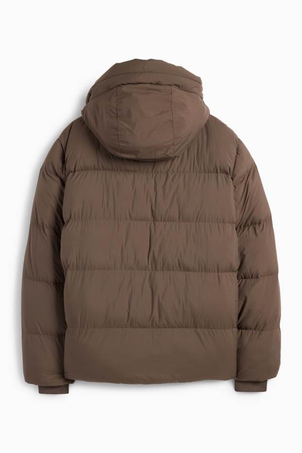 Herren - Steppjacke mit Kapuze - dunkelbraun