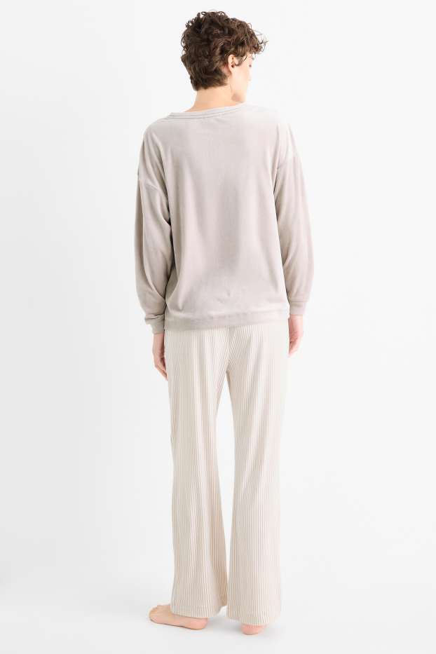 Dames - Winterpyjama - lichtgrijs