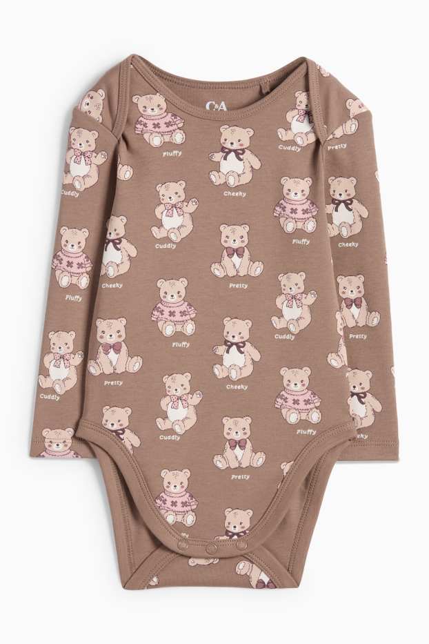 Baby Mädchen - Teddybär - Baby-Body - braun