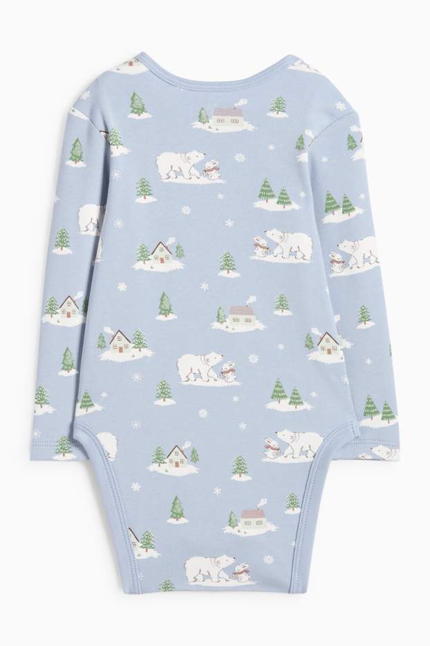 Baby Mädchen - Eisbär und Winter - Baby-Body - hellblau