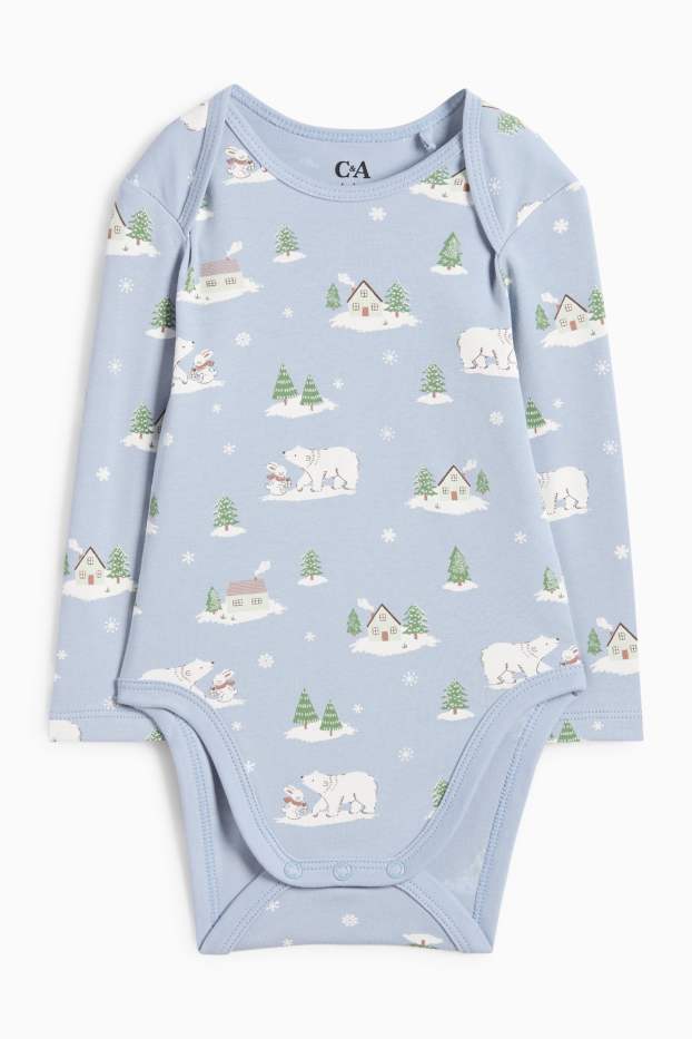 Baby Mädchen - Eisbär und Winter - Baby-Body - hellblau