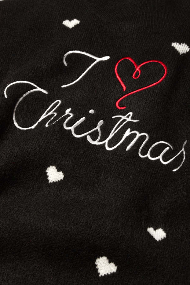 Femei - Pulover cu motive de Crăciun - I Love Christmas - negru