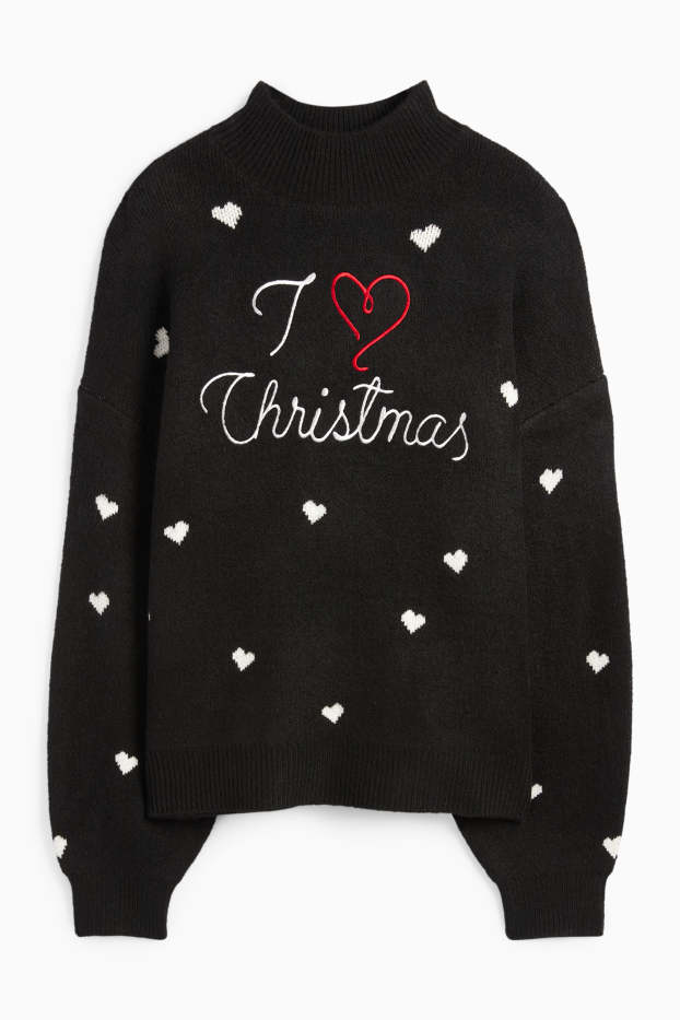 Femei - Pulover cu motive de Crăciun - I Love Christmas - negru