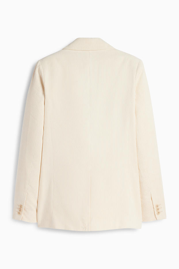 Damen - Cord-Longblazer - Regular Fit - cremefarben