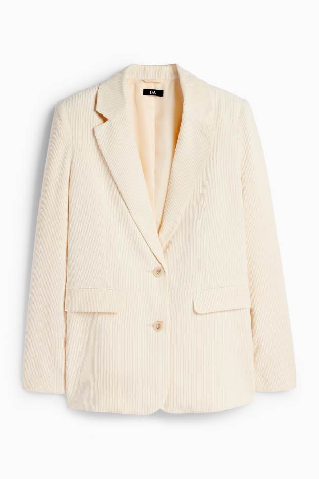 Damen - Cord-Longblazer - Regular Fit - cremefarben