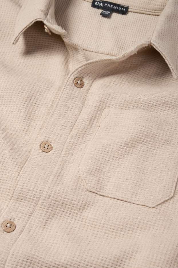 Children Boys - Shirt - textured - light beige