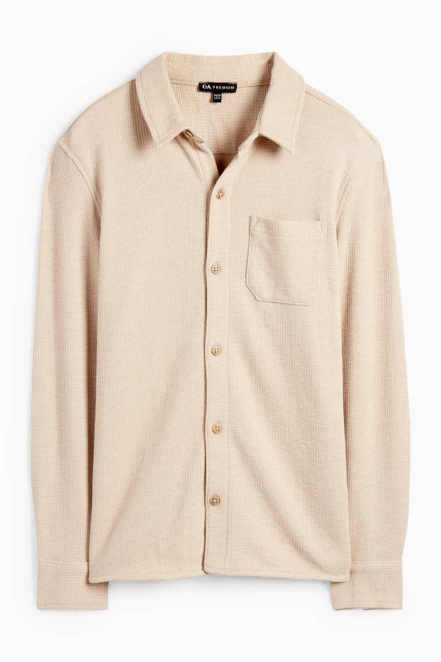 Children Boys - Shirt - textured - light beige