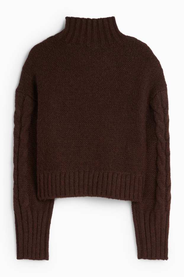 Mujer - Jersey crop - de ochos - marrón oscuro