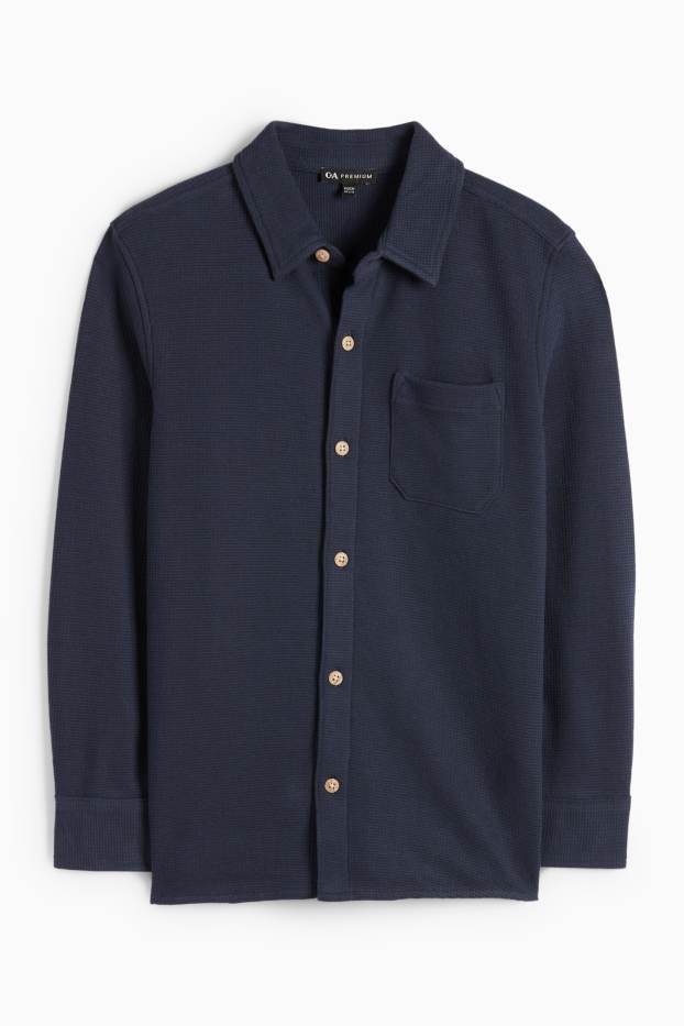 Enfants garçons - Chemise - texturée - bleu foncé