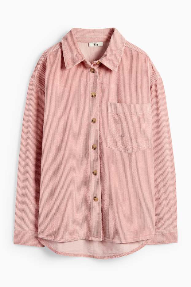 Damen - Cord-Bluse - rosa